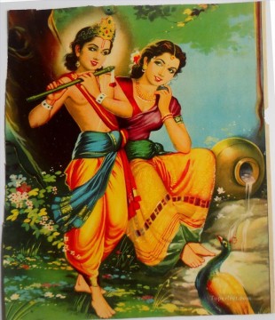 ラダ・クリシュナ Painting - ムラリ・マノハル・クリシュナとラーダーラーニー・ヒンドゥー教